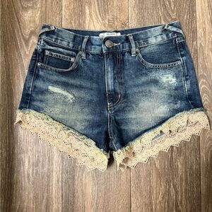 Free People Distressed Boho Lace Shorts | Size 24